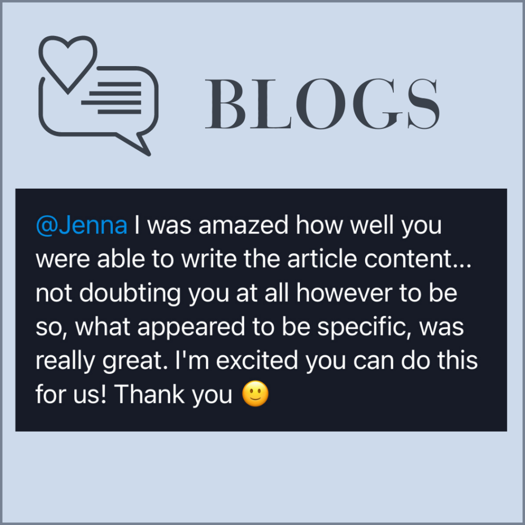 Blog Writing Testimonial